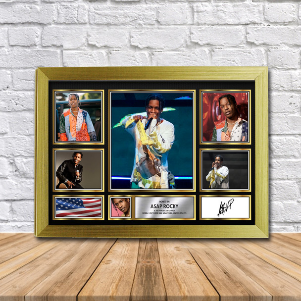 ASAP Rocky (2) Music Gift Framed Autographed Print Landscape