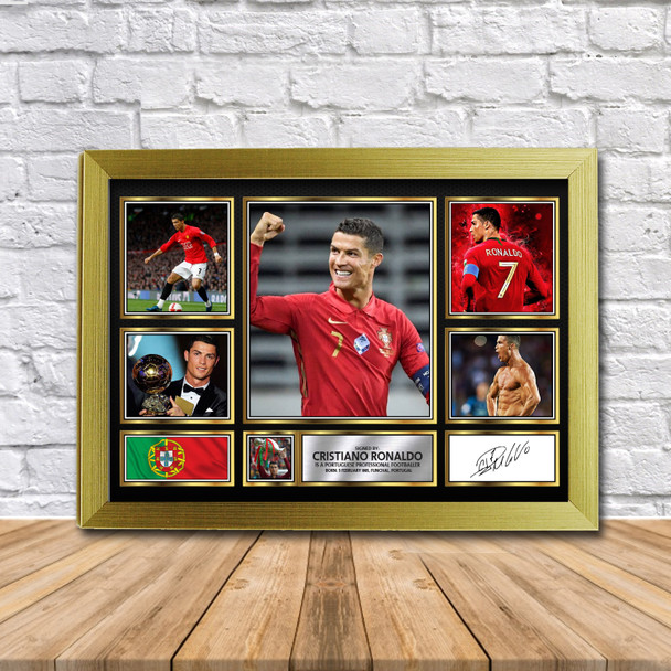 Cristiano Ronaldo Football Gift Framed Autographed Print