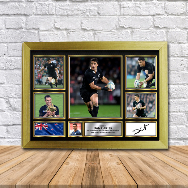 Dan Carter Rugby Gift Framed Autographed Print Landscape