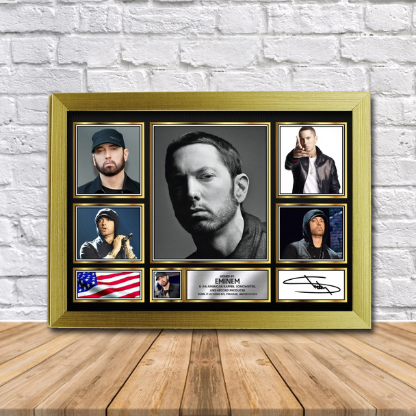 Eminem Music Gift Framed Autographed Print Landscape
