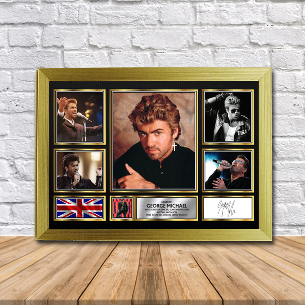 George Michael (2) Music Gift Framed Autographed Print Landscape