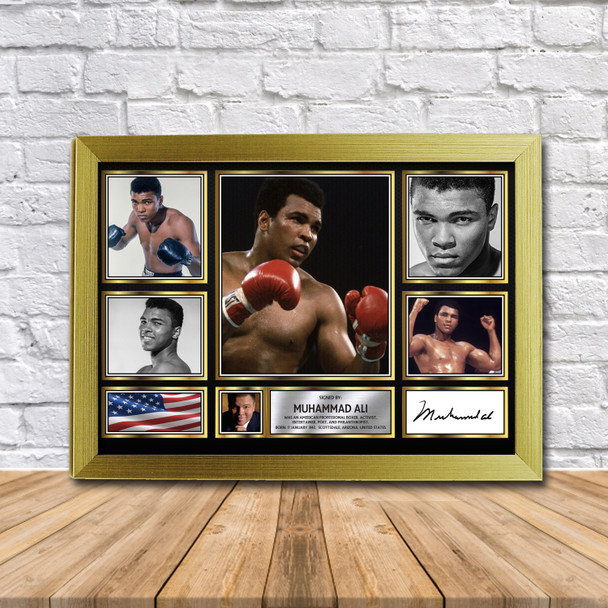 Muhammad Ali Boxing Gift Framed Autographed Print Landscape