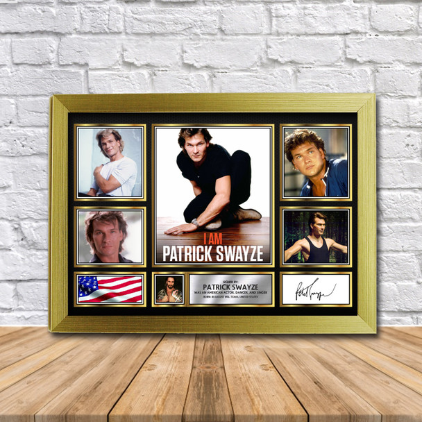 Patrick Swayze Actor Gift Framed Autographed Print Landscape