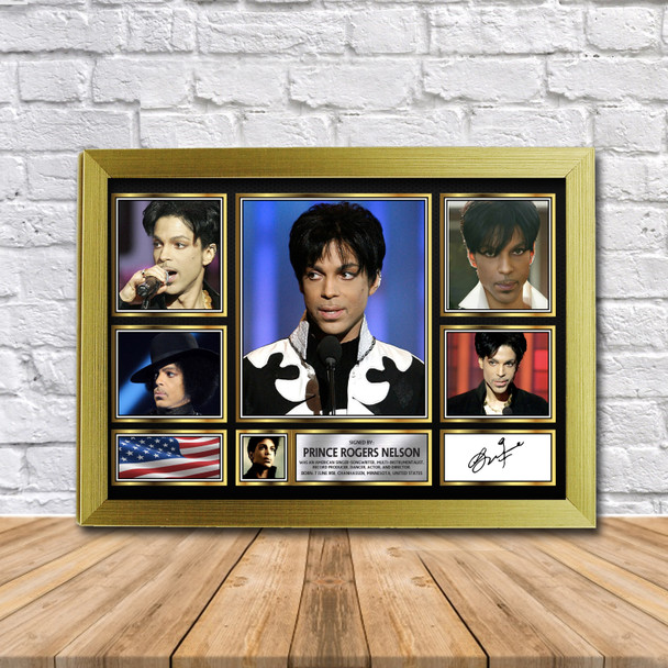 Prince Rogers Nelson Music Gift Framed Autographed Print Landscape