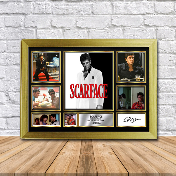 Scarface Movie Gift Framed Autographed Print Landscape