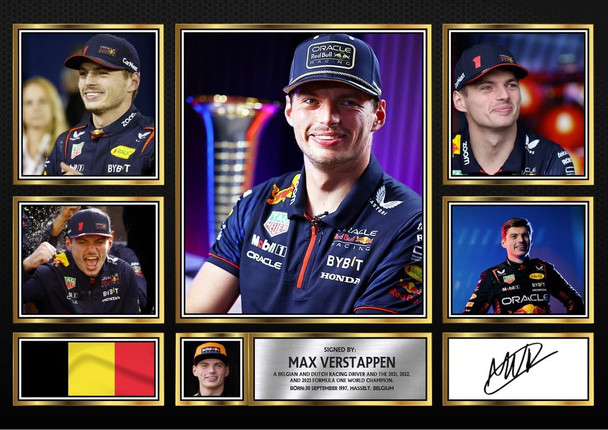 Max Verstappen Signed Autograph Photograph Display - Perfect for F1 Fans