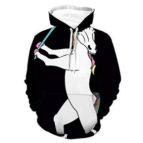 Unisex Realistic Print Hoodie Unicorn Softball Pattern Pullover Hoodies Long Sleeve Durable Sweater With Pocket For Women Men