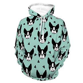 Mens Womens Sturdy Hoodies 3D Printed Unisex Long Sleeve Hooded Sweatshirts Boston Bull Terrier Dog Pattern Outdoor Outfit for Travel