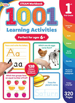 1001 Steam 1St Grade Activity Workbook: Practice Sight Words, Phonics, Numbers, Math, Art, And More ,  Reading And Writing Skills - 320 Pages (Ages 6 And Up)