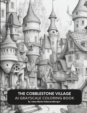 The Cobblestone Village: AI Grayscale Coloring Book