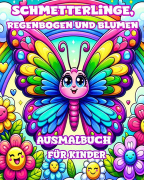 Schmetterlinge, Regenbogen und Blumen Ausmalbuch f? Kinder: Einfache und niedliche Designs f? M?chen im Alter von 4-8 Jahren