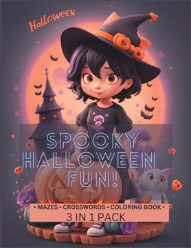 Halloween Activity Maze Crosswords Coloring Book for Kids 3 in 1: Spooky Halloween Fun