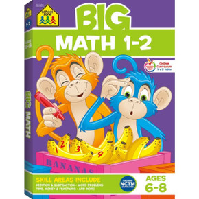 School Zone - Big Math 1-2 Workbook - 320 Pages, Ages 6 To 8, 1St Grade, 2Nd Grade, Addition, Subtraction, Word Problems, Time, Money, Fractions, And More (School Zone Big Workbook Series)
