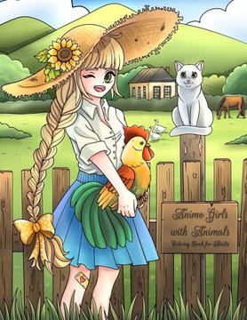 Anime Girls with Animals Coloring Book for Adults