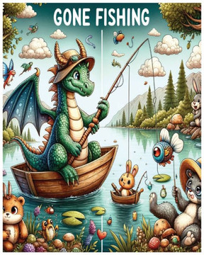 Adult Coloring Book and Stress Relief: Gone Fishing