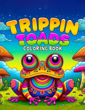 Trippin Toads Coloring Book: Follow these mystical toads as they hop along trails sprinkled with magic and mayhem. From surreal swamps to enigmatic