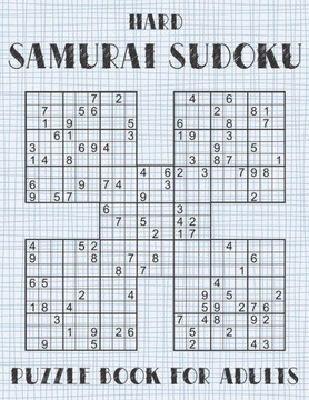 Samurai Sudoku Puzzle Book for Adults - Hard: 500 Difficult Sudoku Puzzles Overlapping into 100 Samurai Style