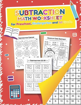 Subtraction Math Worksheet for Preschool, Kindergarten and 1st grade: Over 20 Fun Designs For Boys And Girls - Educational Worksheets