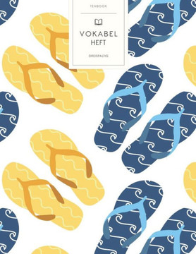 Vokabelheft: Flipflops Sommer. 3 Spalten für Vokabeln. 120 Seiten mit schönem Design. Dreispaltiges Buch mit Soft Cover 8.5x11 Zoll