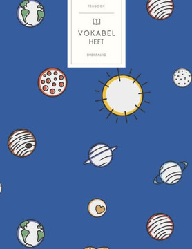 Vokabelheft: Sonnensystem Muster. 3 Spalten für Vokabeln. 120 Seiten mit schönem Design. Dreispaltiges Buch mit Soft Cover 8.5x11 Z