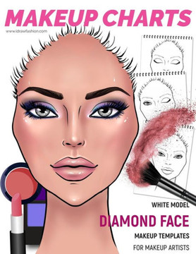 Makeup Charts - Face Charts For Makeup Artists : White Model - Diamond Face Shape