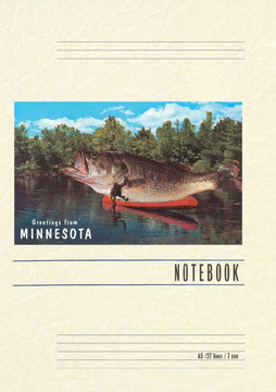 Vintage Lined Notebook Greetings from Minnesota, Giant Fish Vintage Lined Notebook Greetings from Minnesota, Giant Fish