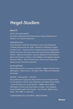 Hegel-Studien / Hegel-Studien Band 27 (1992)