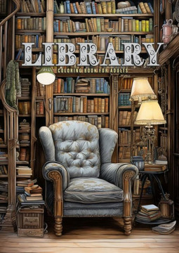 Library Coloring Book for Adults: Interior Coloring Book Room Design Coloring furniture Coloring Book books bookshelf coloring book A4