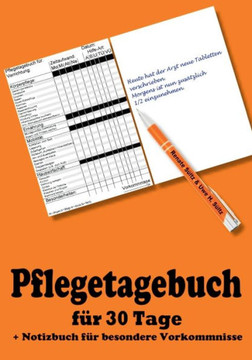 Pflegetagebuch für 30 Tage - inkl. Notizbuch