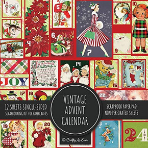 Vintage Advent Calendar Scrapbook Paper Pad: Christmas Background 8X8 Decorative Paper Design Scrapbooking Kit For Cardmaking, Diy Crafts, Creative Projects