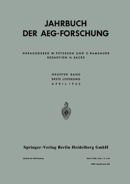Jahrbuch Der Aeg-Forschung: Neunter Band