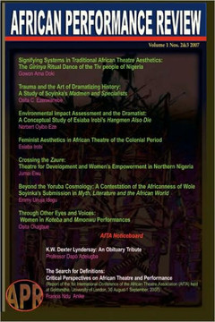 African Performance Review Vol 1 Nos 2&3 African Performance Review Vol 1 Nos 2&3