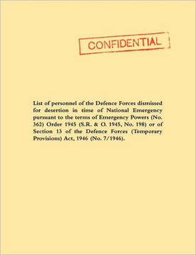 List of Personnel of the Irish Defence Forces Dismissed for Desertion During the Second World War