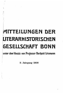 Mitteilungen der Literarhistorischen Gesellschaft Bonn