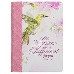 Christian Art Gifts Pink Vegan Leather Zipped Journal, Inspirational Women's Notebook My Grace Scripture, Flexible Cover, 336 Ruled Pages, Ribbon Book Christian Art Gifts Pink Vegan Leather Zipped Journal, Inspirational Women's Notebook My Grace Scripture, Flexible Cover, 336 Ruled Pages, Ribbon Book