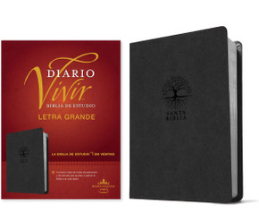 Biblia de Estudio del Diario Vivir Rvr60, Letra Grande (Sentipiel, Carban, Letra Roja) - Large Print