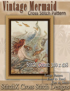 Vintage Mermaid Cross Stitch Pattern Vintage Mermaid Cross Stitch Pattern