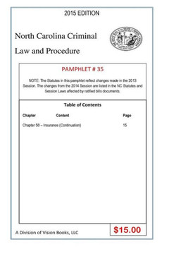 North Carolina Criminal Law and Procedure-Pamphlet 35