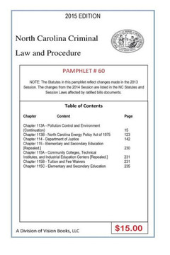 North Carolina Criminal Law and Procedure-Pamphlet 60