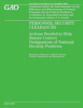Personnel Security Clearances: Actions Needed to Help Ensure Correct Designations of National Security Positions