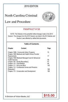 North Carolina Criminal Law and Procedure-Pamphlet 58