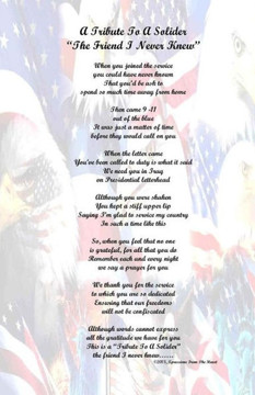 A Tribute To A Soilder: ""A Friend I Never Knew""