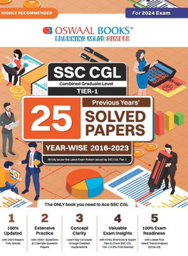 Oswaal SSC CGL (Combined Graduate Level) Tier-I 25 Previous Years Solved Papers | Year-wise 2016-2023 | For 2024 Exam Oswaal SSC CGL (Combined Graduate Level) Tier-I 25 Previous Years Solved Papers | Year-wise 2016-2023 | For 2024 Exam