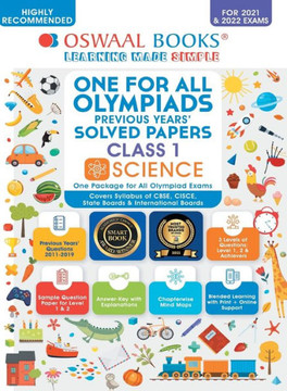Oswaal One For All Olympiad Previous Years' Solved Papers, Class-1 Science Book (Useful book for all Olympiads) (For 2023 Exam)