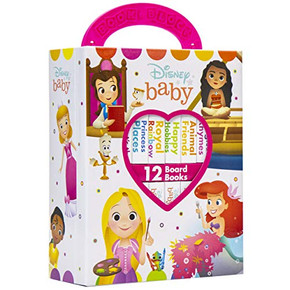 Disney Baby Princess Cinderella, Belle, Ariel, And More! - My First Library Board Book Block 12 Book Set - First Words, Colors, Numbers, And More! - Pi Kids