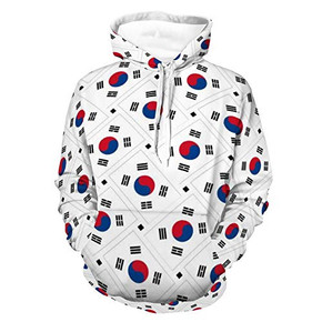 Mens Womens Breathable Hoodies 3D Printed Unisex Long Sleeve Pull-Over Hoodie South Korea Flag Weave Pattern Outdoor Outfit For Autumn