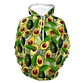 Women Men Hoodies 3D Print Unisex Classic Pullover Sweatshirt Avocado Palm Tree Pattern Autumn Outfit with Pocket for Vacation Street