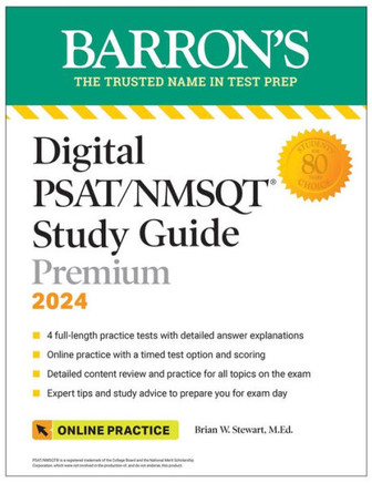 Digital Psat/Nmsqt Study Guide Premium, 2024: 4 Practice Tests + Comprehensive Review + Online Practice (Barron's Test Prep)