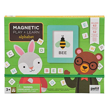 Petit Collage Magnetic Play Scene, Numbers + Letters ? Magnetic Learning Activity with English, German, Spanish, and French, Ideal Ages 3+ ? Includes 53 First Word Cards and 63 Letter Magnets