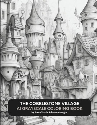 The Cobblestone Village: AI Grayscale Coloring Book